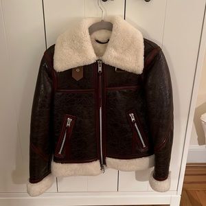 All Saints Leather and Shearling Moro Jacket